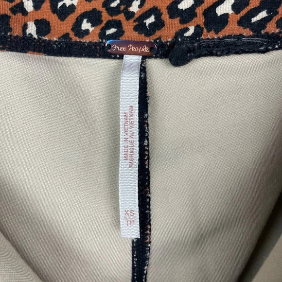 Free People Orange Black Leopard Print Zip Front Biker Shorts - Picture 7 of 8